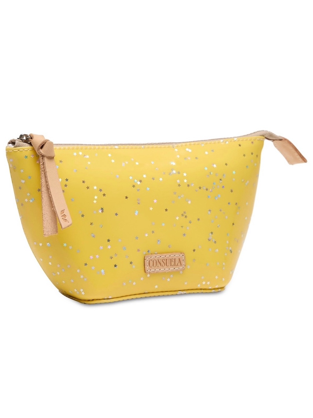 Consuela Harlow Medium Yellow Star Glitter Cosmetic Pouch Tool Kit - Picture 11 of 11